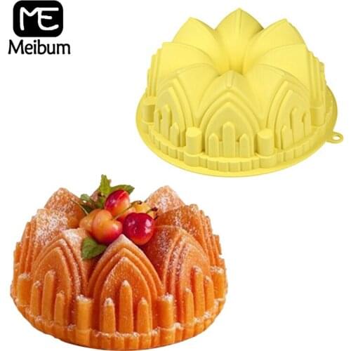 Meibum Crown Chiffon Cake Molds Castle Dessert Pan Food Grade Silicone Moulds Birthday Pastry Baking Tools Kitchen Bakeware