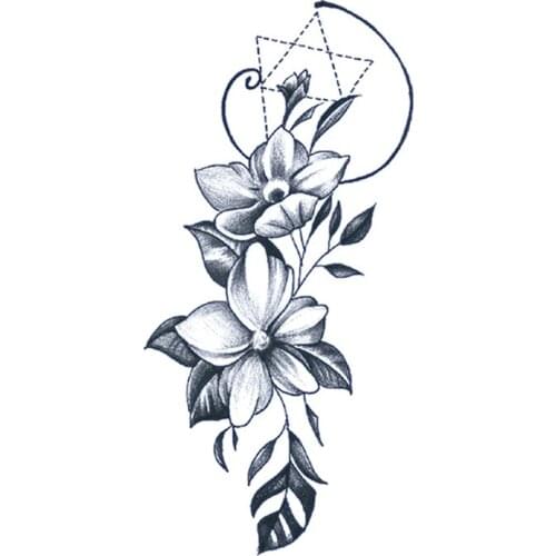 Temporary Tattoo Stickers Simplicity Cherry Blossom Geometry Fake Tattoos Waterproof Tatoos Back Leg Arm Large Size Women Girl