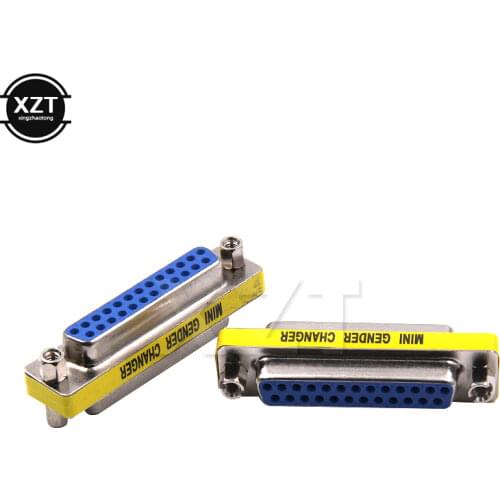 High Quality 5pcs/lot Mini Gender changer D-SUB DB25 Serial Cable Extended Adapter 25 Pin FeMale to FeMale F/F connector