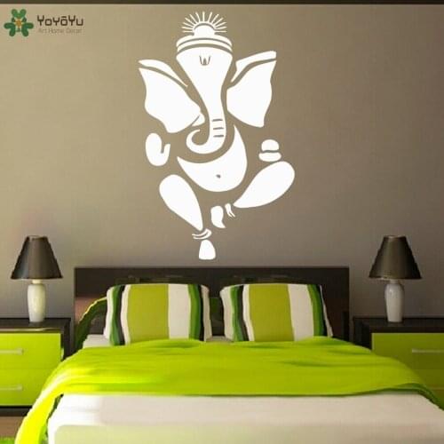 YOYOYU Wall Decal Ganesha Lord Vinyl Wall Stickers Yoga Lotus Pose Elephant Home Decor Bedroom Decals Interior Design MuralSY566