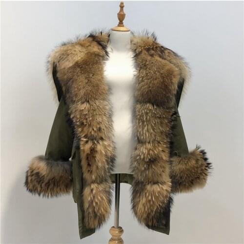 Winter Jacket Women Real Fur Coat big Natural raccoon Fur Collar long parka white duck down jacket streetwear Korea fashion