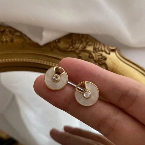 2020 Korean Trendy Handmade Rope Pearl Number 5 Leather Black Weave Letter C Circle Stud Earring Jewelry for Women