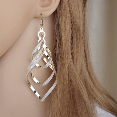 Fashion Earrings Punk Personality Spiral Dangle Earrings for Women Gold Color Geometric Fashion Metal Hanging Ear Jewelry Gift