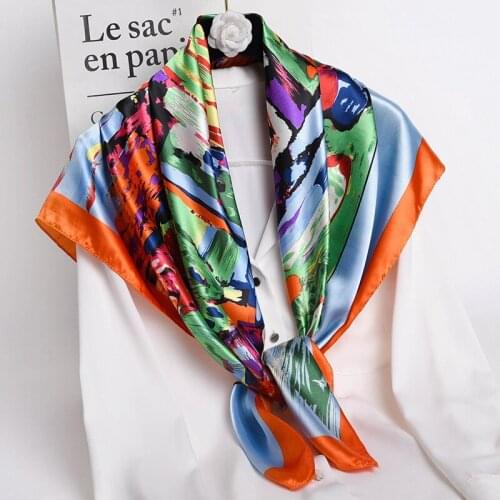 New Fashion Woman Scarf painting Pattern Print 90*90 Square scarf Sun protection Shawls Ornaments decoration Headdress Gift