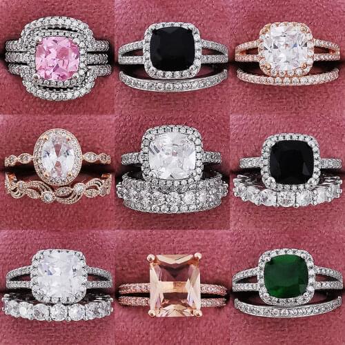 Trendy Fashion Design Original 925 Silver Wedding Engagement Ring Set For Women Lots No Minimum Order Party Gifts Jewelry R4955