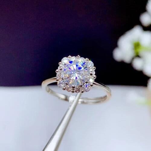 CoLife Jewelry 1ct Dazzling Moissanite Engagement Ring 1ct Moissanite Ring for Wedding 925 Silver Gemstone Ring
