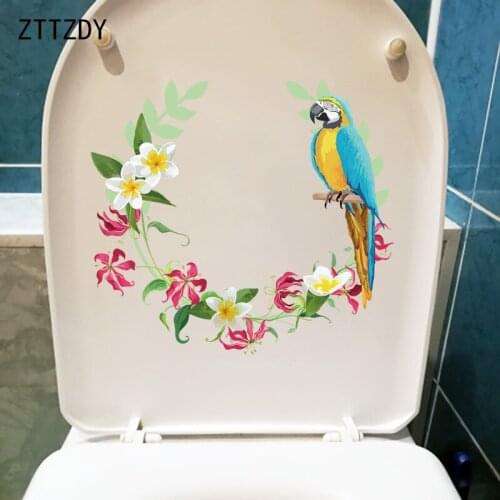ZTTZDY 24.9×22.5CM Vivid Colorful Parrot Home Room Decoration Accessories Cartoon Wall Toilet Stickers T2-1440
