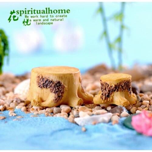 1Pc 2 sizes Mini Tree Stump Craft Figurine Cute Miniature Garden DIY Ornaments Fairy Garden Home Decoration Accessories