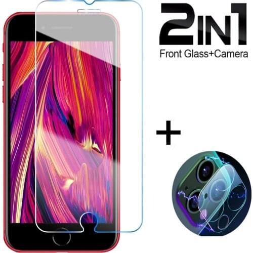 2-in-1 Front Glass+Camera Len Film For iPhone 12 Pro Max 12 Mini 7 8 Plus X Ten 10 XR XS Max 11 Pro Max Screen Protector Film