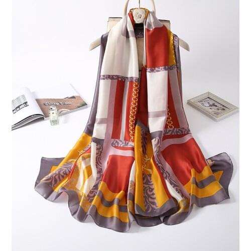 2021 popular chain Print Shawl Female Elegant Echarpe Mujer Chal Newest Fashion 180X90CM Scarf Women Simulation beach Silk Scarf