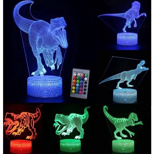 3D LED Night Light Dinosaur Series Lamp 16Colors Change Night light Remote Control Table Lamps Toys Gift For Kid Home Decoration