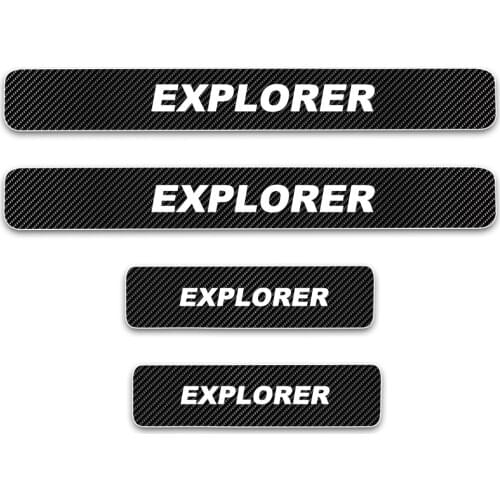 4D Carbon Fiber Vinyl Sticker For Ford Explorer ST Door Sill Protector Car Door Sill Welcome Pedal Stickers Accessories 4Pcs