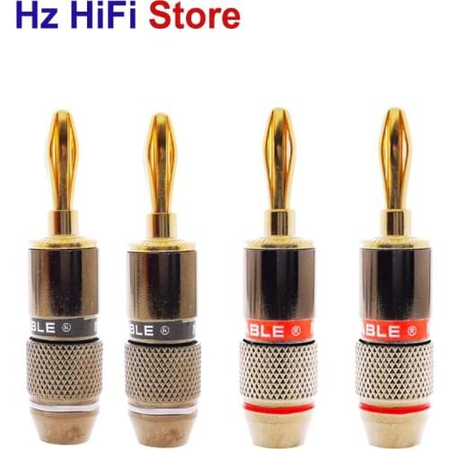 2pair High quality Banana Plug 24K Gold Plated Pure Copper Speaker Adapter Screw Speaker Plugs Audio Connectors