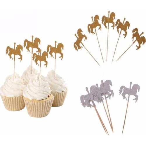 5pcs Rotating Horse Cake Topper Picks Mayitr Birthday Wedding Party Decoration 2 Colors