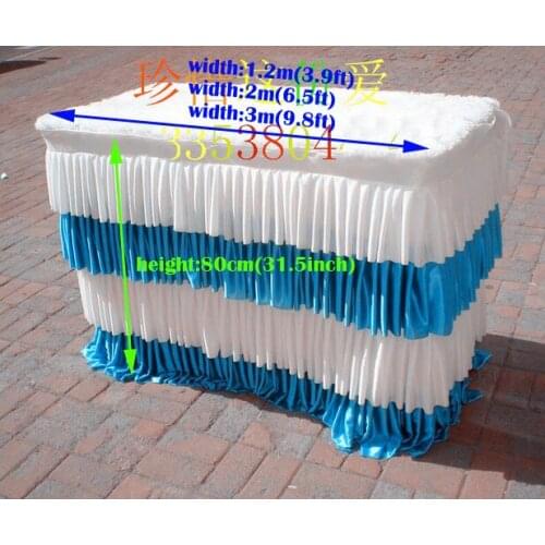 9.8 ft(W)*31.5"(H) ice silk Tablecloth wedding table skirt banquet party table swag table cover wedding decoration table skirt