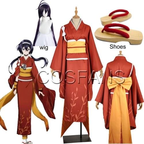 Bungo Stray Dogs Cosplay Kyoka Izumi Cosplay Costume Custom Women Red Printed Dress Corset Long Kimono Yutaka Outfit Clothing