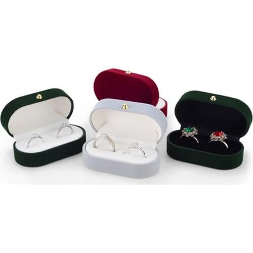 1PC Velvet Trinket Box Ring Box Jewelry Organizer Double Rings BoxJewelry Box Wedding Gift Box Joyeros Organizador De Joyas