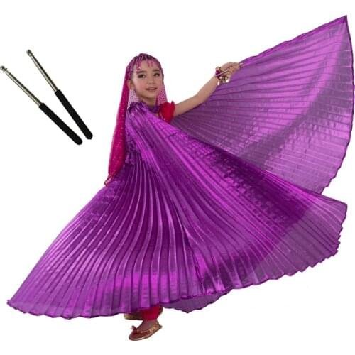 Bellydancing Isis Wings+Sticks for Girl Bollywood Jewelry Kid Belly Dance Costume Set Accessories Adjustable Chopsticks Children