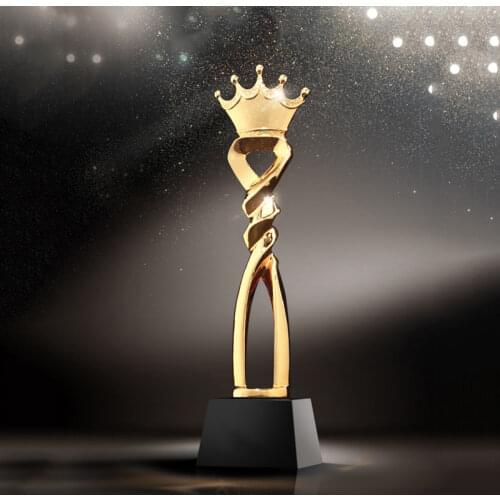 Free Engraving luminous Noble Black Crystal base Golden Crown Trophy Awards Comapny Events Party Souvenir Gifts