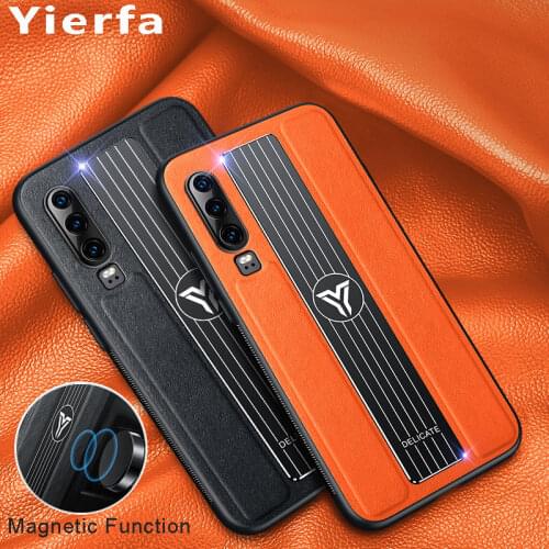 P30 Cases For Huawei P30 Pro Case Silicone Shockproof Bumper Mrtal Magnetic Leather Back Cover For Huawei P30 Lite P 30 Cases