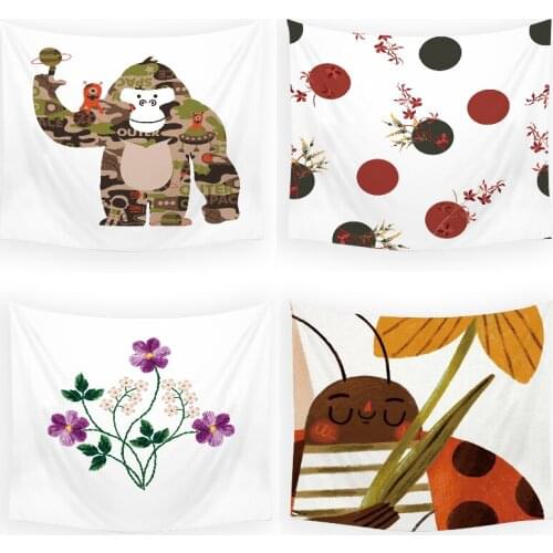 Cartoon animal flowers boho decoration home decor tapestry wall hanging farmhouse home decor wall decor bedroom tye dye tapestry