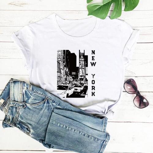 New York City Graphic Print 100%Cotton Women Tshirt Unisex Funny Summer Casual O-Neck Short Sleeve Tops Holiday Tee Vacation Top