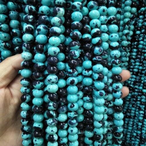 Good Quality 4/6/8/10/12mm Pick Size Blue Black Rain Stone Beads DIY Jewelry Making Accessories Natural Stone Beads Wholesale