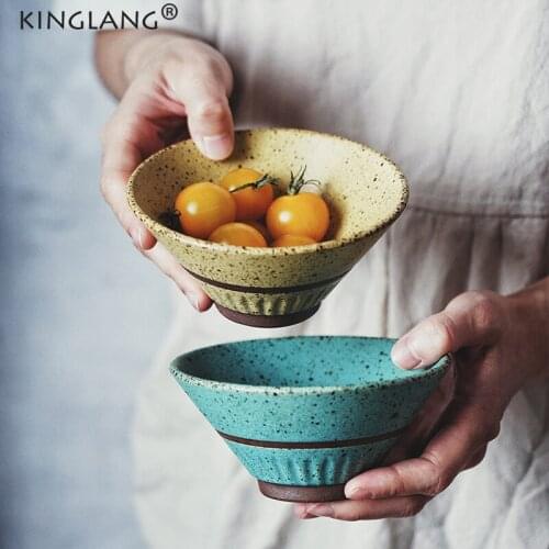 KINGLANG NEW Japanese Rice Bowl Retro Household Single Noodle Bowl Commercial Ceramic Soup Bowl