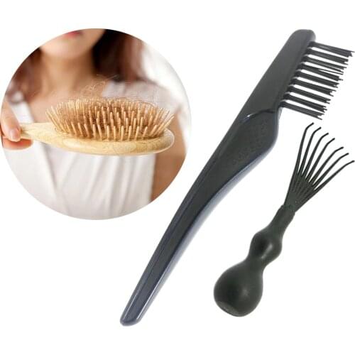 2Pcs Mini Salon Use Hair Brush Cleaning Tool Cleaner Rake Comb Kit Good Combination Hair Detangler Brush Scalp Massage
