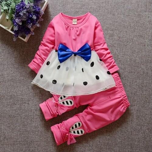 Newborn Baby Girl Clothes Set Dot Lace Long Sleeve Tops Cartoon Print Pants Minnie Outfits Casual Infant Clothing