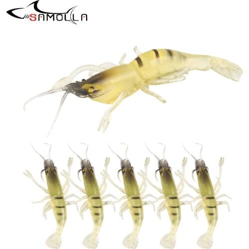 Shrimp Lure Fishing Soft Bait Weights 1.3g/5.5cm Transparent Silicone Plastic Baits Bass Saltwater Lures Trolls Fish Accessoires