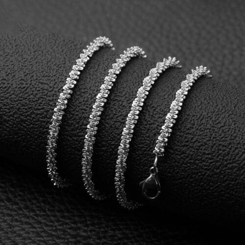3.5mm Women Chain Necklace Blade Chain Figaro Chain Link Chain Stainless Steel Choker Necklace Jewelry 50cm 55cm