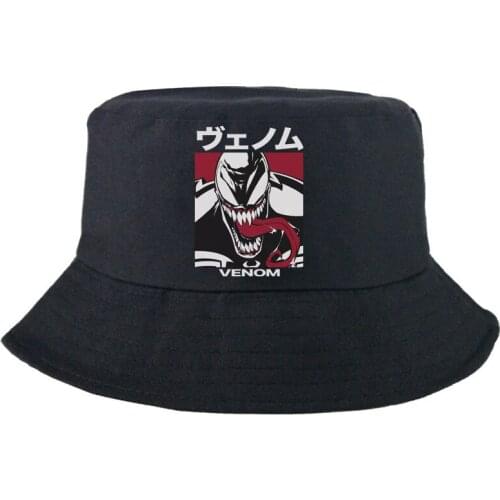 Disney Marvel Venom Graphic Bucket Hat Street Fashion Double-sided Summer Panama Cap Casual Man Women Outdoor Fedoras Fisherman