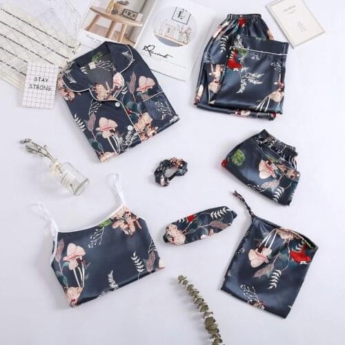 Pajamas Set Women Summer Sexy Flower Pyjamas Sexy Female Long Sleeve Shirt Pants Handwork Stitch Lingerie Striped Mom Sleepwear