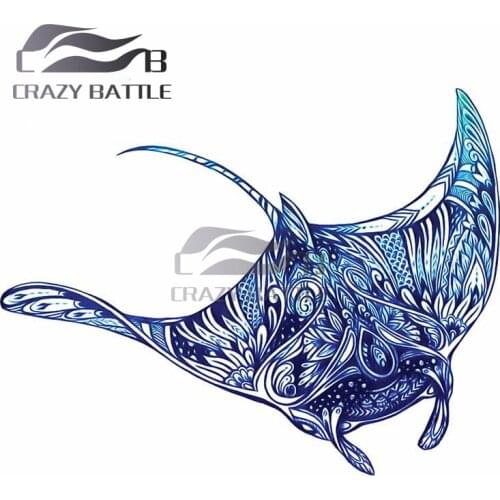 Crazy Battle 13cm x10.3cm Manta Rays Scratch-proof Car Stickers Waterproof Custom Printing Vehicle Windshield Decal Car Wrap