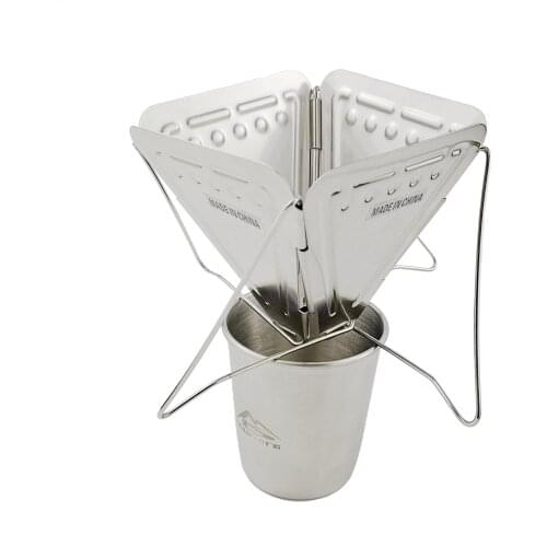 Outdoor camping coffee drip stand stainless steel foldable portable coffee stove / cup filter New