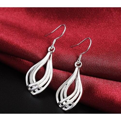 Hot 925 Sterling Silver Earrings fashion Jewelry for Woman charm Twist Wavy line drop earrings Trendsetter Christmas Gifts