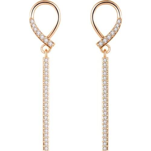 Simple Stylish Design Diamond Long Tassels Earrings for Women Dazzling Elegant Wedding Female Earrings Fashion Luxury Jewelry