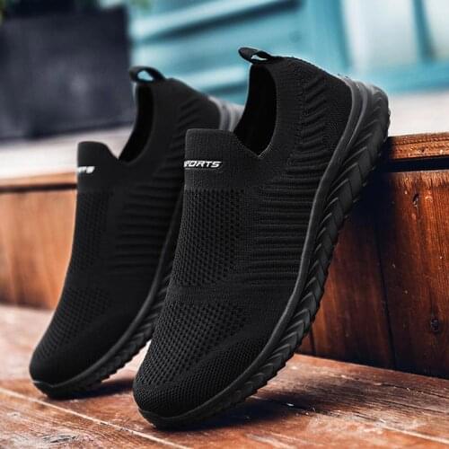 Plus Size Breath Slip-ons Mens Summer Sports Shoes Women Socks Sneakers Sport Shoes Running Designer Shoes Men Boty Black A-424