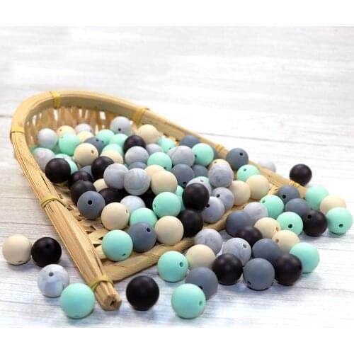 Joepada 100Pcs/lots 9/12/15mm Silicone Beads BPA Free Making Baby Teething Necklace Toy Silcone Teething Beads Baby Teether