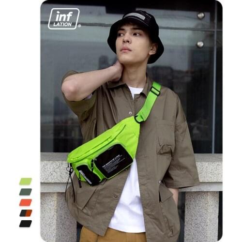 INFLATION Fashion Letter Waist Bags For Men Streetwear Multi-pockets Zipper Chest Bag Men Multifunctional Fanny Pack 228AI2019