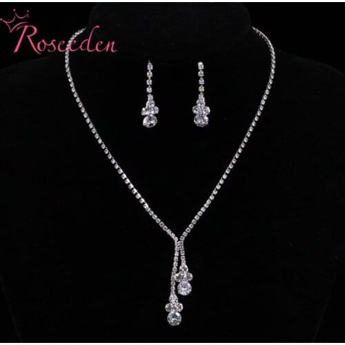 Bridal Wedding Jewelry Set Meteor Shower Rain-shape Rhinestone Necklace Long Earrings Sets Bridesmaid Jewelry Accessories RE828