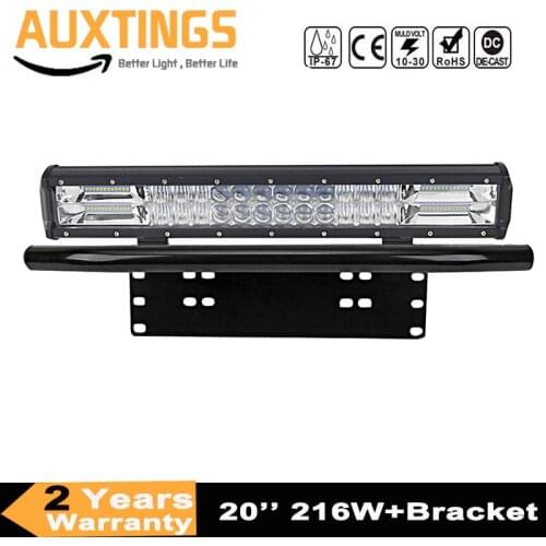 8D Lens 20inch 216W Offroad Led Light Bar Off road +Bull Bar License Plate Bracket For 4x4 4WD Tractor Truck Driving Lamp