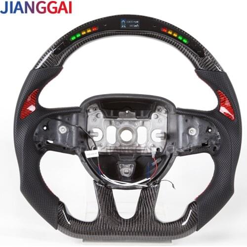 Led Steering Wheel 100% Carbon Fiber Perforated Leather For Dodge Challenger Charger 2015-2018 Model