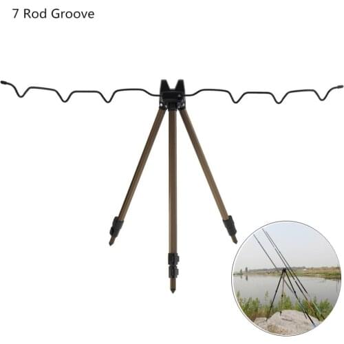 Aluminum Alloy Telescopic 7 Groove Fishing Rod Holder Collapsible Tripod Stand Sea Fishing Pole Bracket Fishing Rod Holders