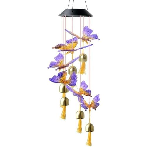 Outdoor Solar Wind Chime Lamp Metal Bell LED Wind Chime Durable Garden Light Decoration Animal Styling