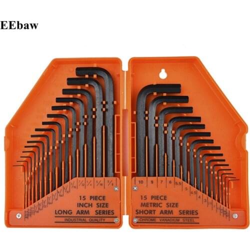 Universal 30PCS/set Hex Wrench Plastic Boxed L-shaped Hex Wrench Set Ball Head Plum Flower Inner Hexagon Key Wrench Combination