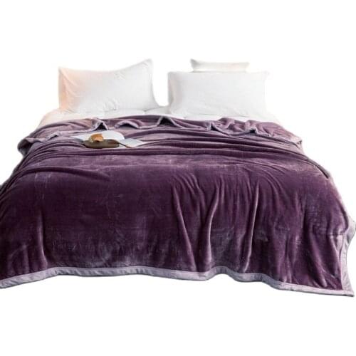 High Quality Blanket Purple Winter Bed Linen Flannel Bedspread Warm Throw 200*230cm Solid Fleece Blankets Grey Full Home Textile