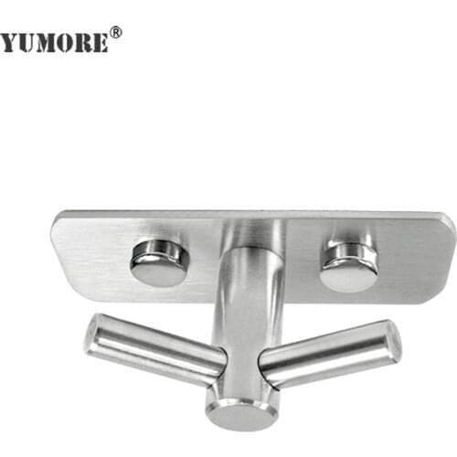 YUMORE 100PCS 304 Stainless Steel Robe Hook Wall Mounted Towel Hook Clothes Key Coat Door Hanger Hook Bathroom Kitchen Hardware
