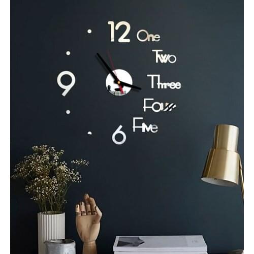Diy Mirror Effect Home Decoration Wall Stickers Brief Style Still Life Quartz Living Room Affordable Wall Clock #T1P